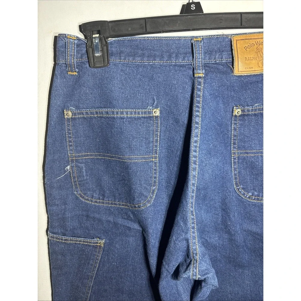 Polo Western Ralph Lauren Carpenter Jeans Double Knee Utility Denim 30x36 HQ 713